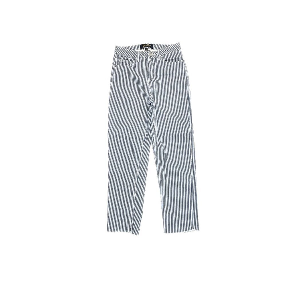 Indigo Rein Raw Hem Skinny Women's size 5 Blue White Stripes Denim Jeans